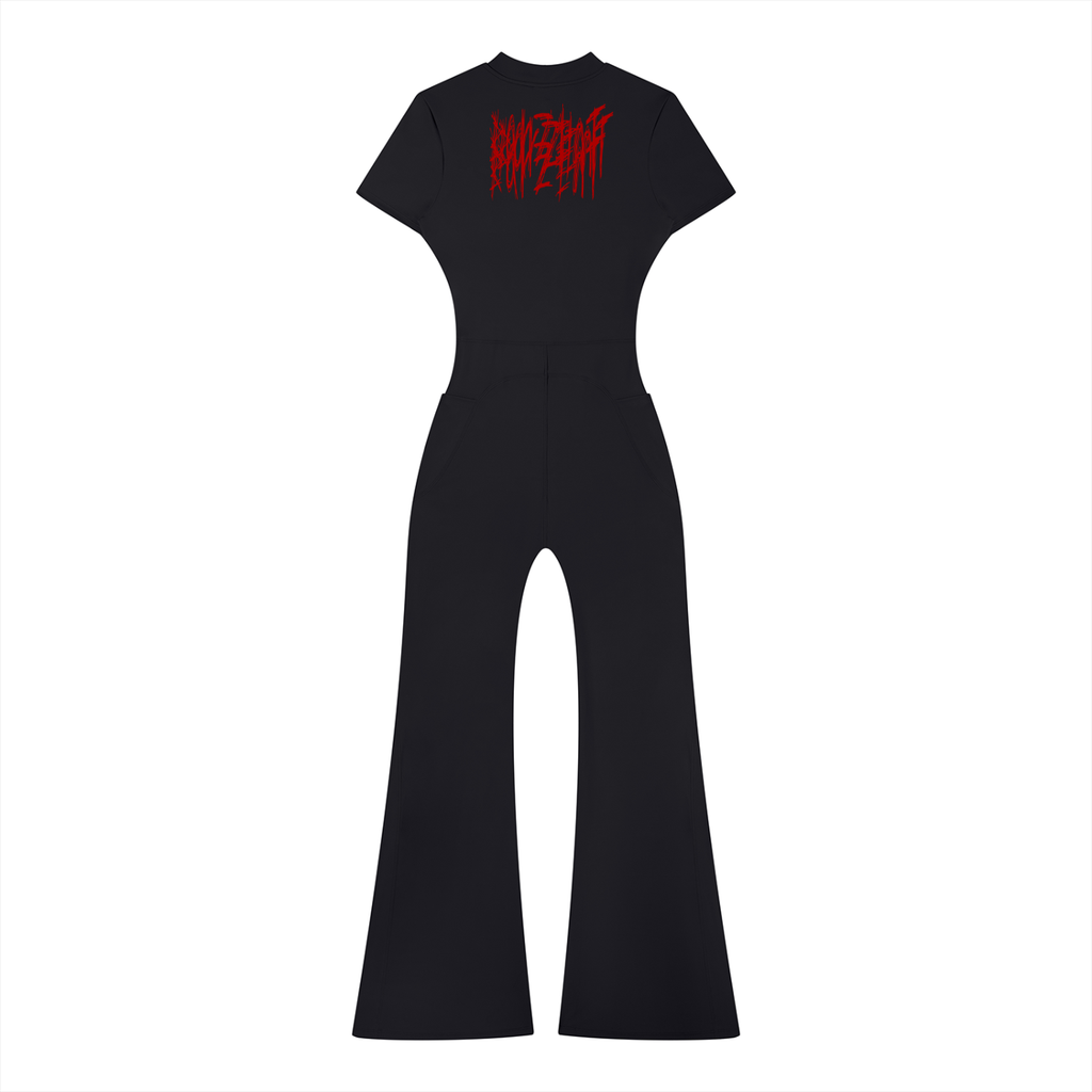 BarZEnT (Bred) - Women’s Tight Flared Leg Quarter-Zip Jumpsuit