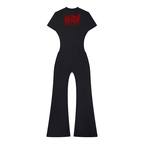 BarZEnT (Bred) - Women’s Tight Flared Leg Quarter-Zip Jumpsuit